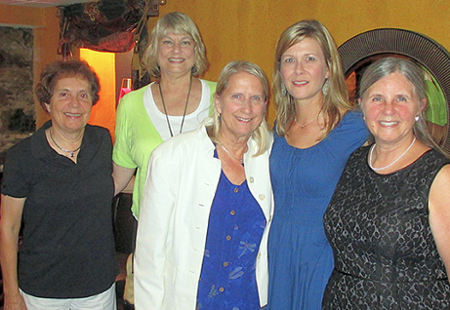 Elaine, Kathleen, Joyce, Adrian, and Judy at retirement party